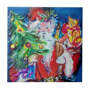JULTOMTEN MED JULGRAN OCH GIFTS KAKELPLATTA