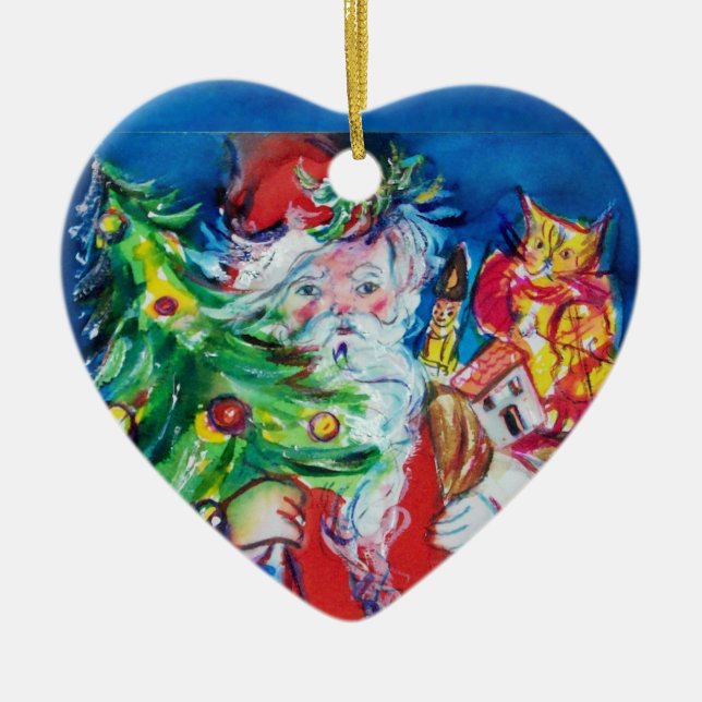JULTOMTEN MED JULGRAN OCH GIFTS Red Ruby Julgransprydnad Keramik (Framsidan)