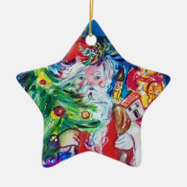 JULTOMTEN MED JULGRAN OCH GIFTS Red Ruby Julgransprydnad Keramik (Framsidan)