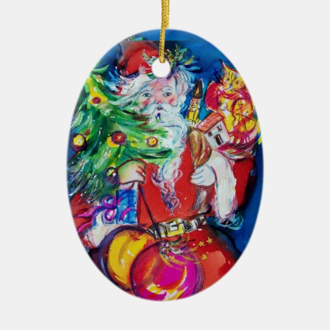 JULTOMTEN MED JULGRAN OCH GIFTS Red Ruby Julgransprydnad Keramik (Framsidan)