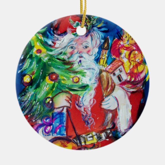 JULTOMTEN MED JULGRAN OCH GIFTS Red Ruby Julgransprydnad Keramik (Framsidan)