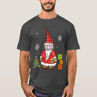 Jultomten med Julgran och Snöflingor Xma T Shirt