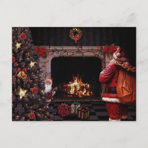 Jultomten med Julgran Vykort
