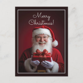 Jultomten med julklapp vykort