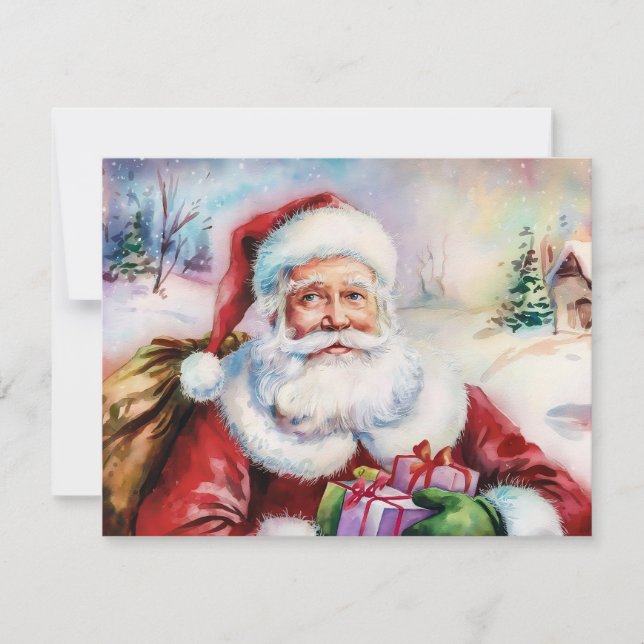 Jultomten med julklappar julkort (Framsida)