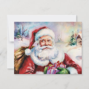 Jultomten med julklappar julkort