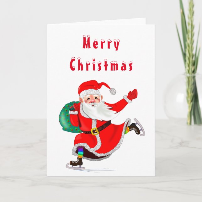 Jultomten med julkort kort (Framsida)