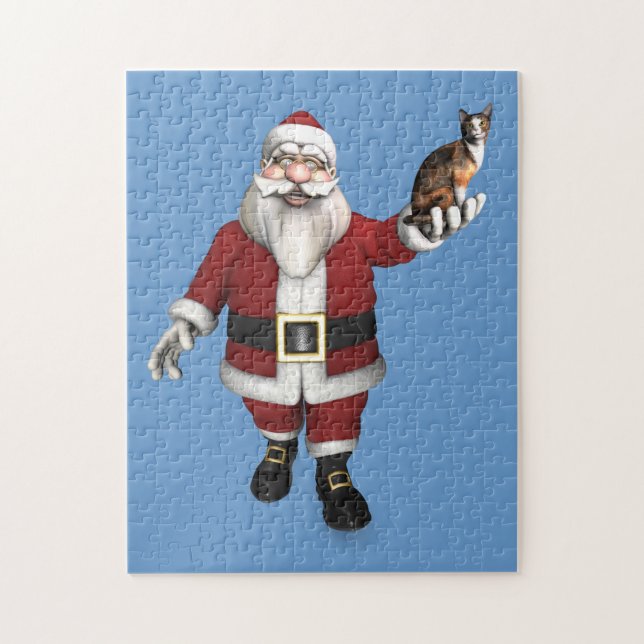 Jultomten med Kalicokatt Pussel (Vertikal)