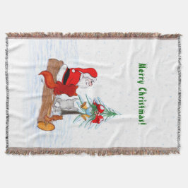 Jultomten med kanin Fox och ekorre Filt