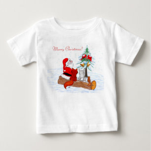 Jultomten med kanin Fox och ekorre Tee Shirt