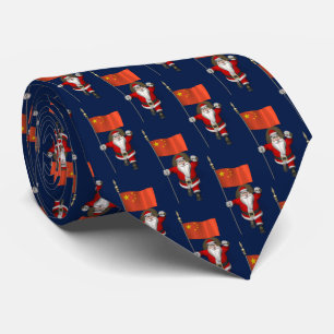 Jultomten med kinesiskt Flagga Slips