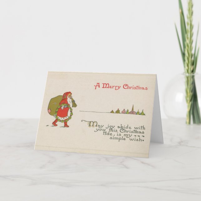 Jultomten med krandejulkort helgkort (Framsida)