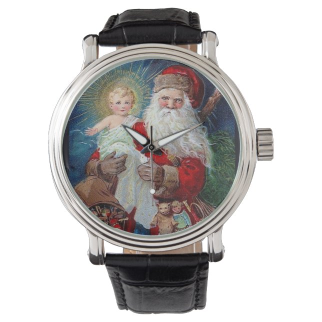 Jultomten med Kristus Child Armbandsur (Framsida)