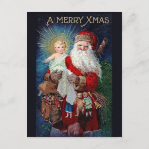 Jultomten med Kristus Child Helg Vykort