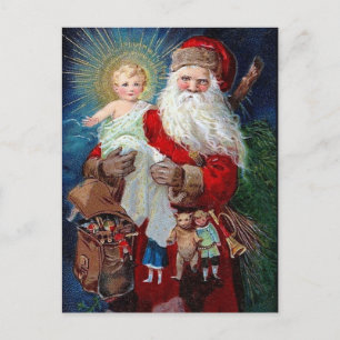 Jultomten med Kristus Child Helg Vykort