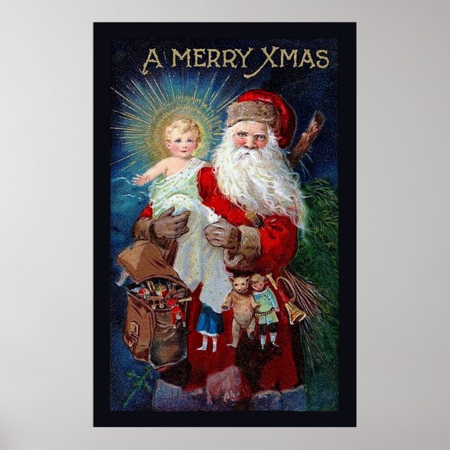 Jultomten med Kristus Child Poster (Framsidan)