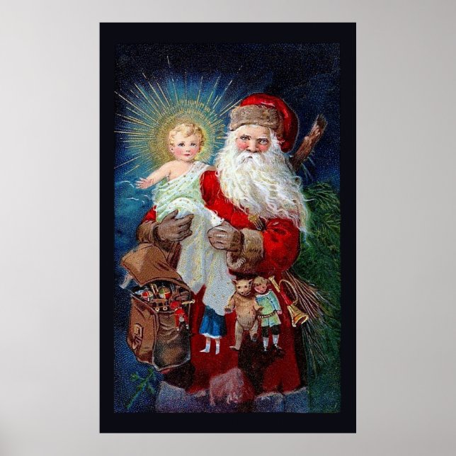 Jultomten med Kristus Child Poster (Framsidan)