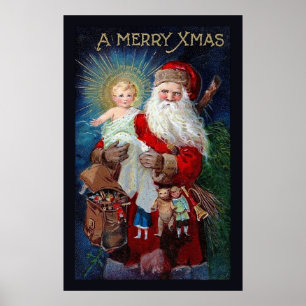 Jultomten med Kristusbarnet Poster