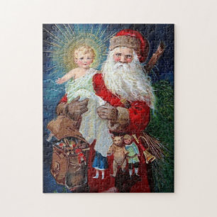 Jultomten med Kristusbarnet Pussel