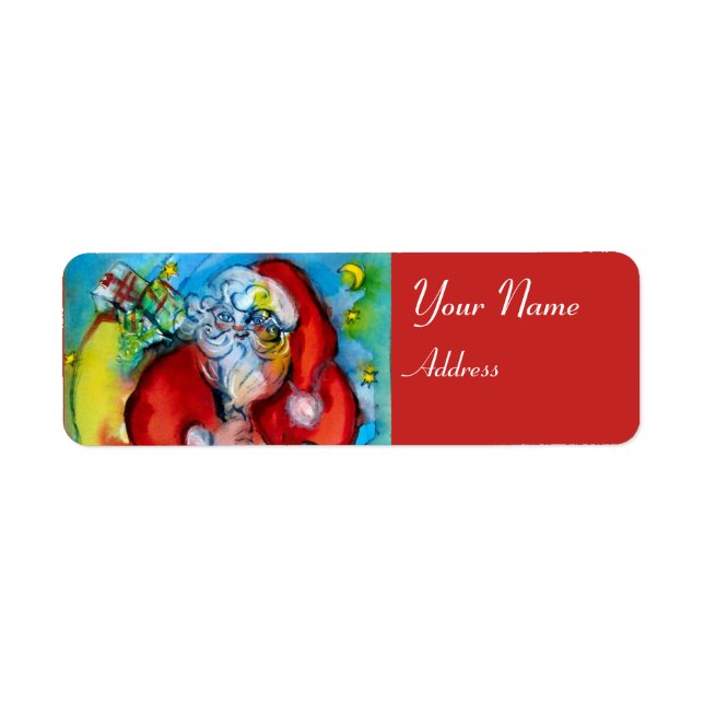 JULTOMTEN MED LANTERN I KVÄLL OM CHRISTMAS RETURADRESS ETIKETT (Framsidan)