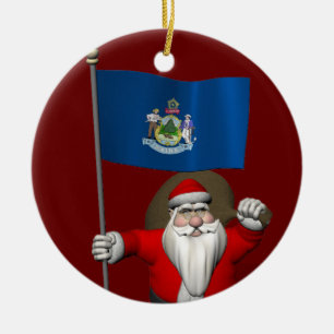 Jultomten med Maine-tecken Julgransprydnad Keramik