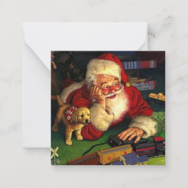 Jultomten med marionettjulen i Helgdag Anteckningskort (Framsida)