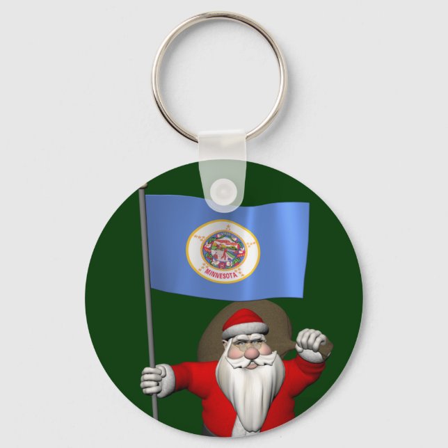 Jultomten med Minnesota som destination Nyckelring (Framsida)