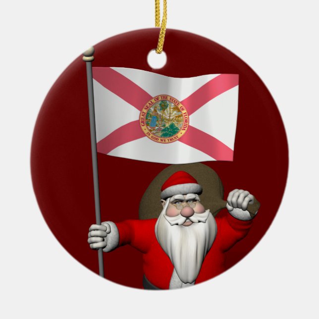 Jultomten med namn Florida Julgransprydnad Keramik (Framsidan)