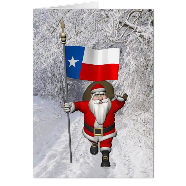 Jultomten med namn Texas Hälsningskort (Framsidan)