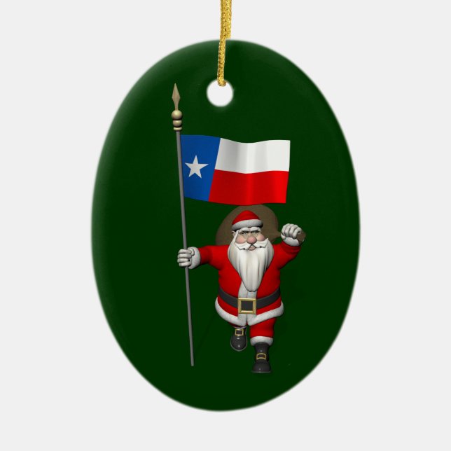 Jultomten med namn Texas Julgransprydnad Keramik (Framsidan)
