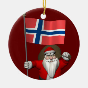 jultomten med Norge Julgransprydnad Keramik