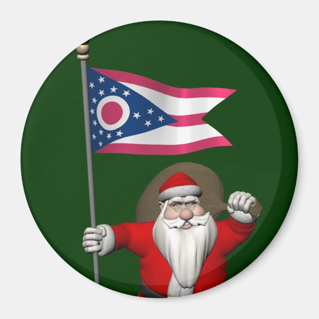 Jultomten med Ohio-tecken Magnet (Framsidan)