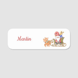 jultomten med Personligen Sleigh och Reindeer Namnbricka