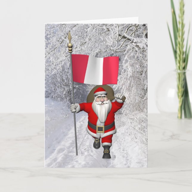 Jultomten med Perus Flagga Helgkort (Framsida)