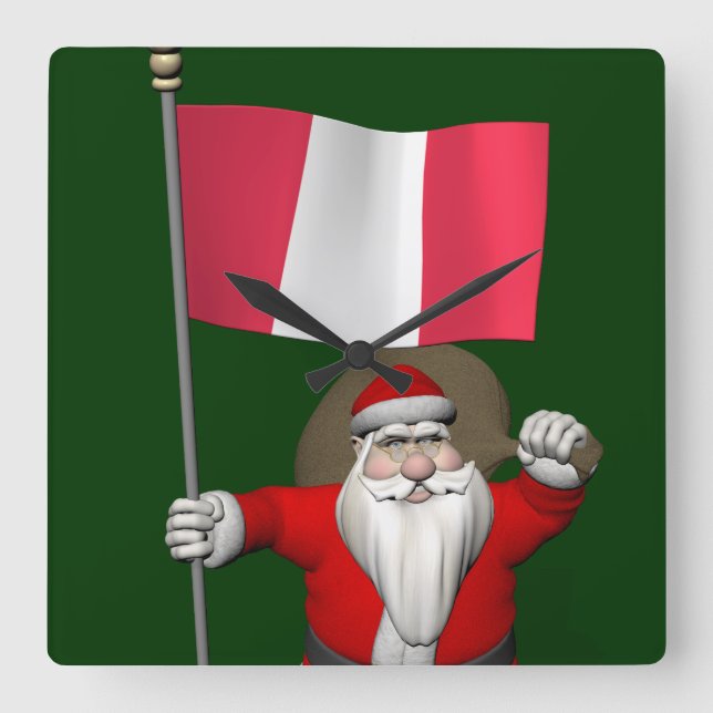 Jultomten med Perus inträde Fyrkantig Klocka (Framsida)
