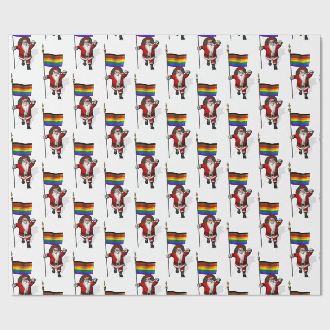 Jultomten med Philadelphia Pride Flagga Presentpapper (Platt)
