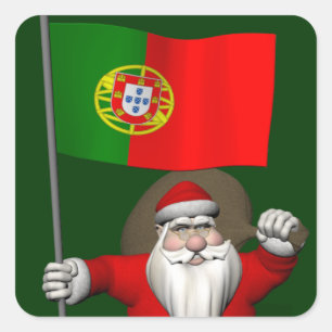 Jultomten med Portugals inträde Fyrkantigt Klistermärke