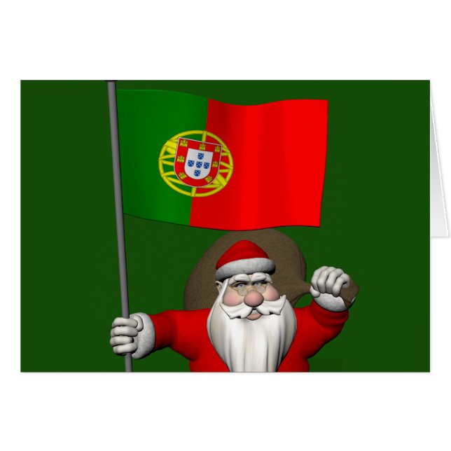 Jultomten med Portugals inträde Hälsningskort (Framsidan Horizontal)