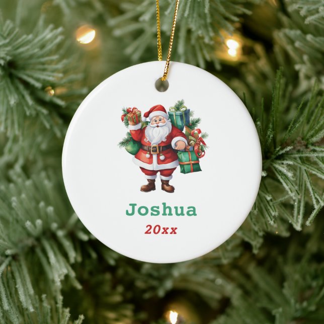 Jultomten med presenter anpassar sig julgransprydnad keramik (Träd)