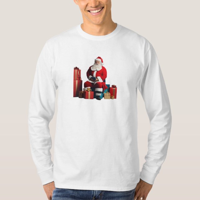 Jultomten med presenter Basic Långärmad T-Shirt (Framsida)