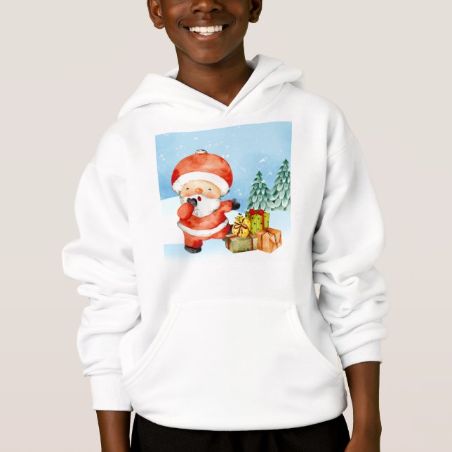 Jultomten med Presenter Hoodie T Shirt (Framsida)