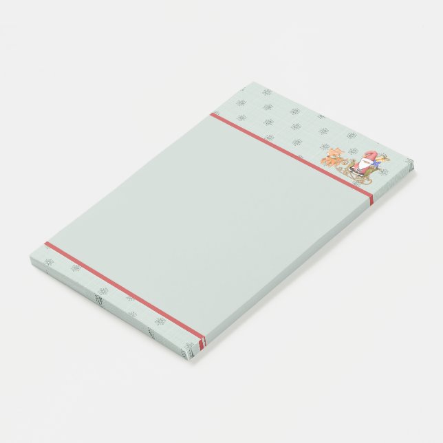 Jultomten med Reindeer och Helgdag Sleigh Post-it Block (Vinklad)