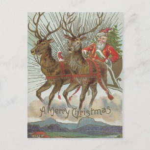 Jultomten med Reindeer Vintage-julkort Helg Vykort