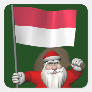 Jultomten med Republiken Indonesiens samtycke Fyrkantigt Klistermärke