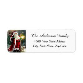 Jultomten med returadressetikett för Lantern Returadress Etikett