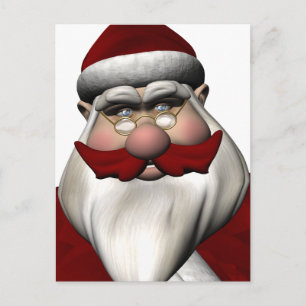 Jultomten med rödmustache helg vykort