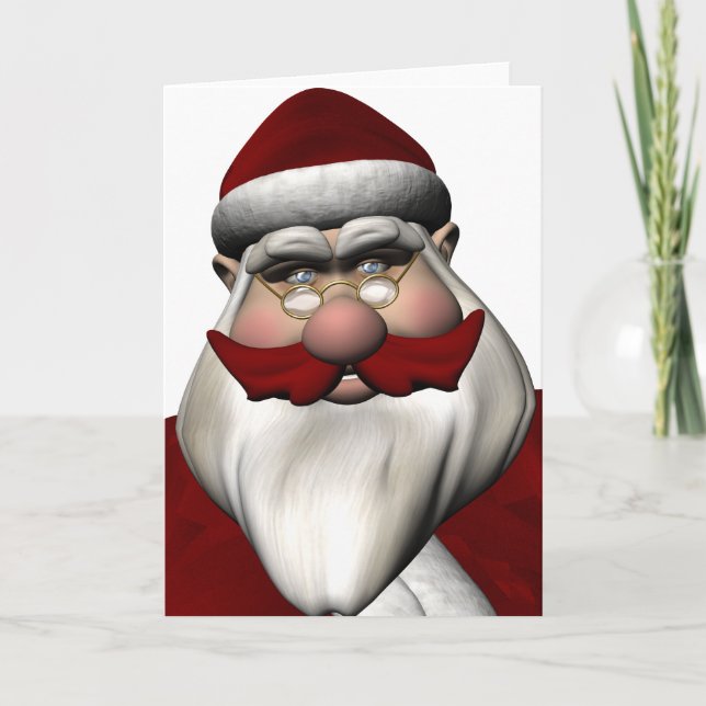 Jultomten med rödmustache helgkort (Framsida)