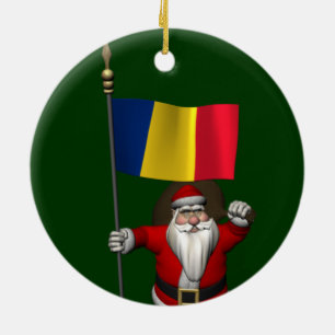 jultomten med Rumänien Julgransprydnad Keramik