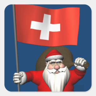 Jultomten med Schweiz samtycke Fyrkantigt Klistermärke