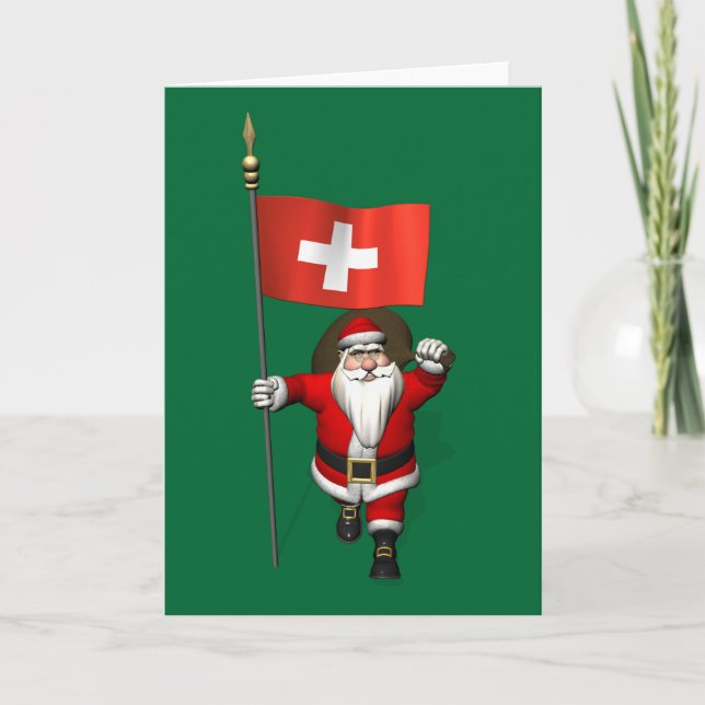 Jultomten med Schweiz samtycke Helgkort (Framsida)